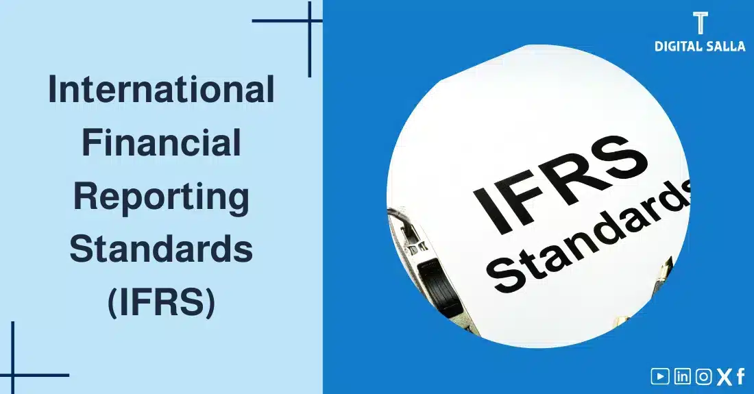 "Illustrative image for an article on International Financial Reporting Standards (IFRS). It displays the article's title, along with an illustration symbolizing the content, depicting a paper with 'IFRS Standards' written on it."