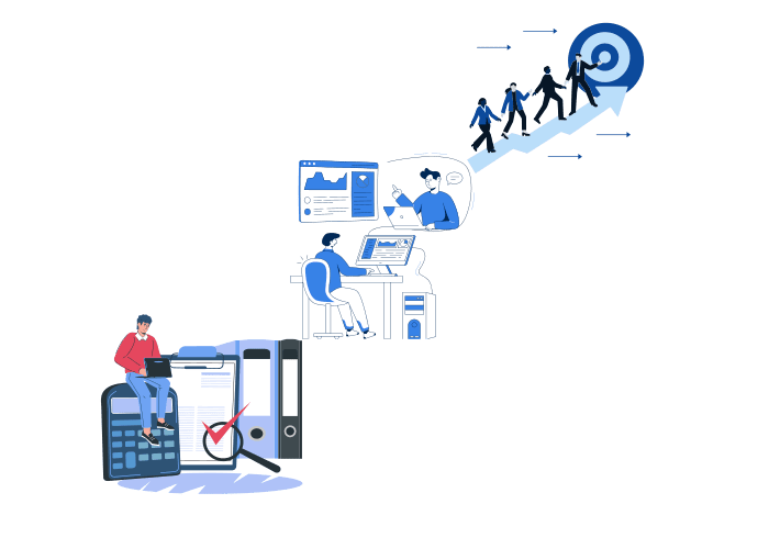 "صورة مقال عن علم المحاسبة، يتضمن عنوانًا يوضح موضوع المقال، وأيقونة ليد تشير لزر النسبة المئوية في آلة حاسبة، ترمز لأهمية العمليات الحسابية في هذا العلم."