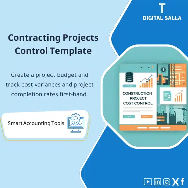 Construction Projects Control Model Construction Project Control Template, showing graphs, a project management program interface, icons and tools for tracking costs and progress rates, helps simplify the construction project management process. (Image: Project management software with tools for tracking progress.)