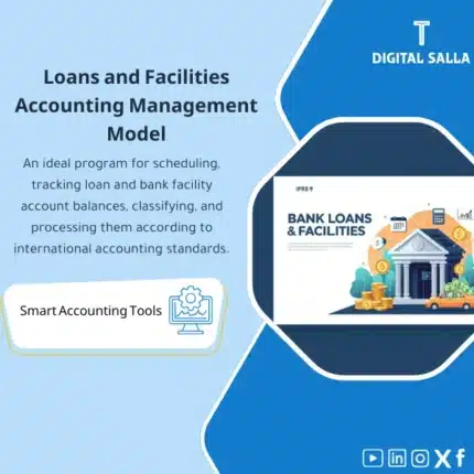 Loan Accounts Management Template, showing illustrations of a loan management program, with icons and visuals related to accounts and finance, helps simplify the loan accounts management process. (Image: Loan management software interface)