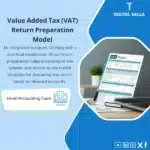 VAT Return Preparation Template, showing a document labeled "VAT Return" and a laptop, helps simplify the VAT return preparation process. (Image: Document labeled "VAT Return" with a laptop)
