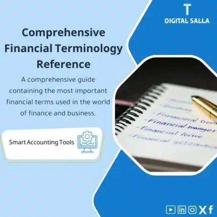 Comprehensive Financial Terminology Reference Template, showing an open notebook page and a golden pen, containing various financial terms, helps simplify understanding financial terminology in