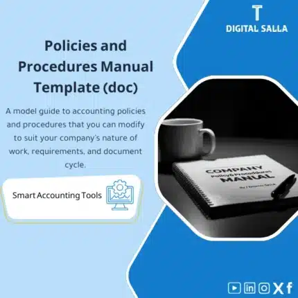 Policies and Procedures Manual (doc) Template, showing a document with the title "COMPANY Policy&Procedure MANUAL", and a (doc) file icon, helps simplify the process of creating a policy and procedures manual in companies. (Image: Company policy document icon.)