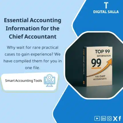 Essential Accounting Information for Chief Accountants Template, showing a book titled "TOP 99 INFORMATION" and the number "99", helps simplify the process of obtaining essential accounting information for chief accountants. (Image: Chief accountant resource guide book.)