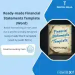 Ready-made Word Financial Statements Template, showing a "Financial Statements Template" cover, helps simplify the process of preparing professional financial statements using Word. (Image: Word financial statement template.)