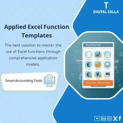 Applied Excel Functions Template, showing an application interface with icons for financial and statistical operations in Excel, and an "Excel Functions" icon, helps simplify learning and using Excel functions through comprehensive application models. (Image: Excel functions app interface.)