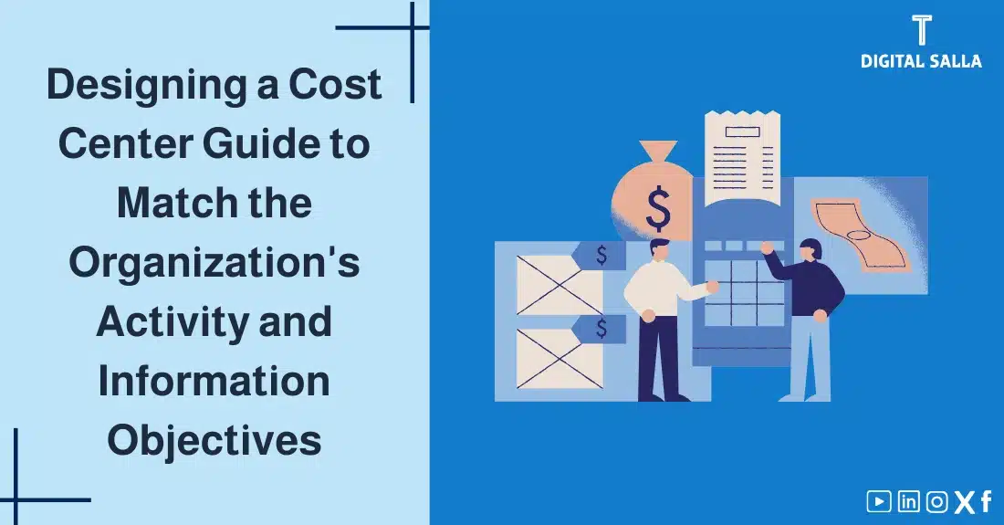 "Illustrative image for an article on dCost Center Chart Design guide that aligns with the institution's activity and information objectives. Features the article title, alongside a graphic symbolizing the article's content, depicting two people shaking hands next to a calculator and financial icons."